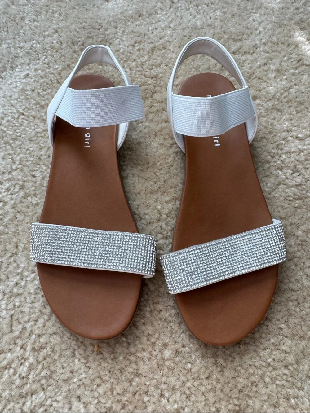 Madden Girl White Rhinestone Strap Sandals